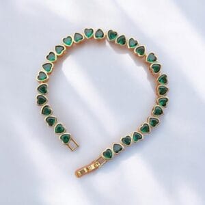 Emerald Green Heart Bracelet