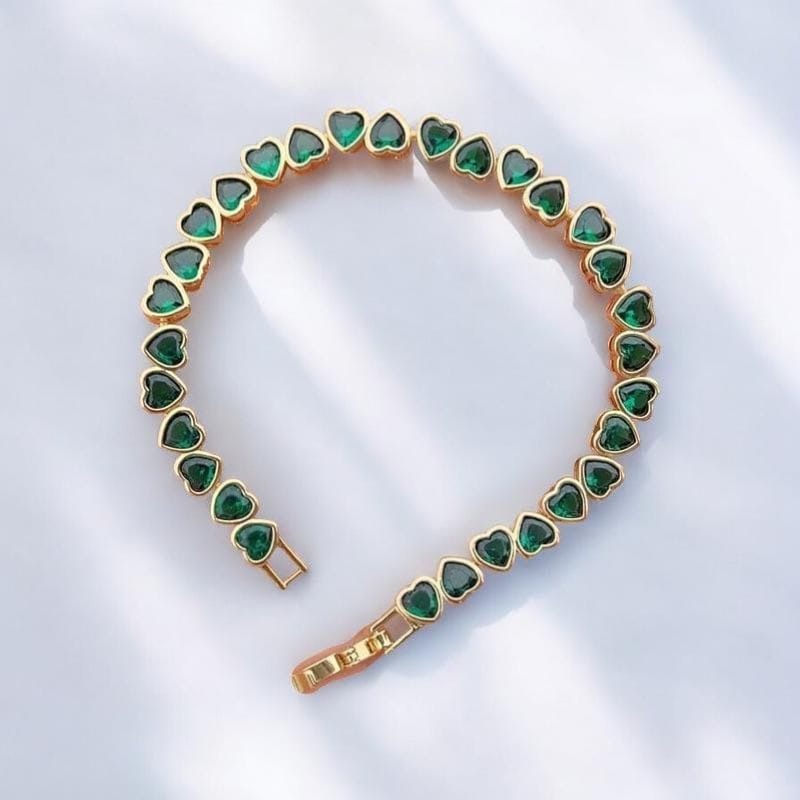 Emerald Green Heart Bracelet