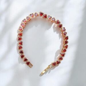 Ruby Red Heart Bracelet