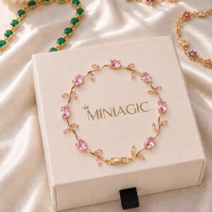 Blush Pink Tulip Bracelet - Gold Plated