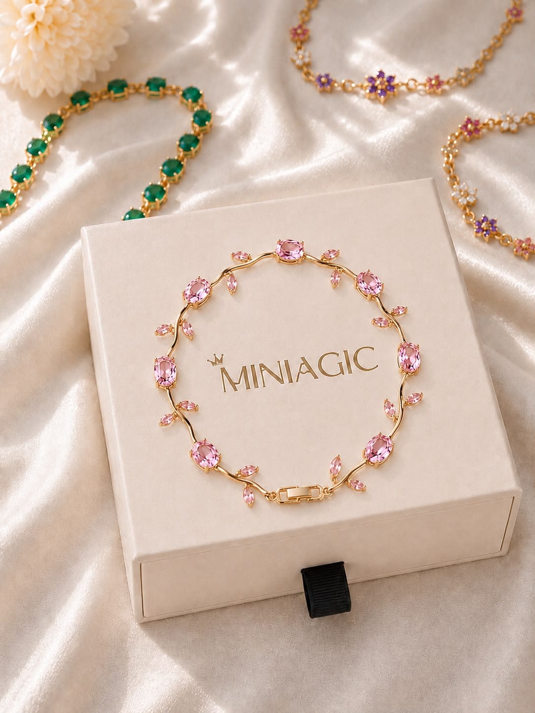 Blush Pink Tulip Bracelet - Gold Plated