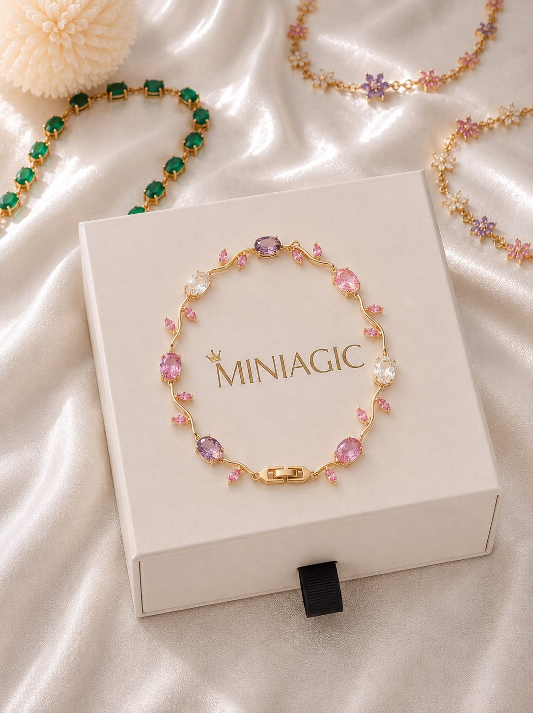 Multi Color Tulip Bracelet - Gold Plated