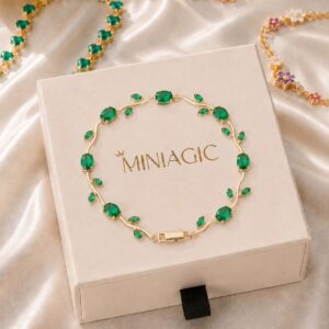 Emerald Green Tulip Bracelet - Gold Plated
