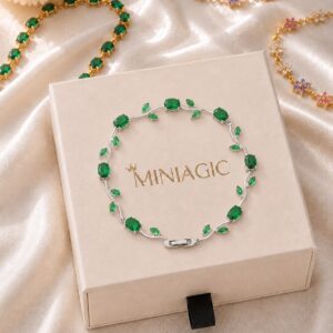 Emerald Green Tulip Bracelet - Silver Plated